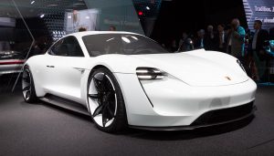 A white Porsche Mission E