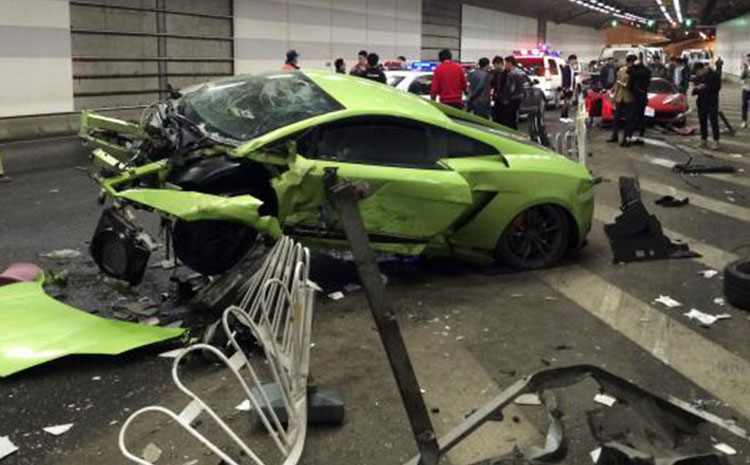 An epic accident shows the carnage involved with supercar crashes