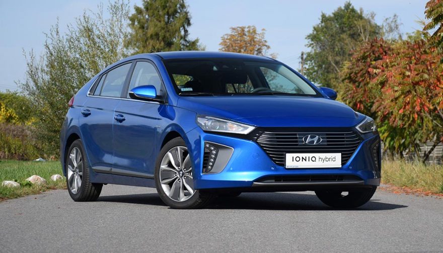 A Hyundai Ioniq EV on the road prior to release