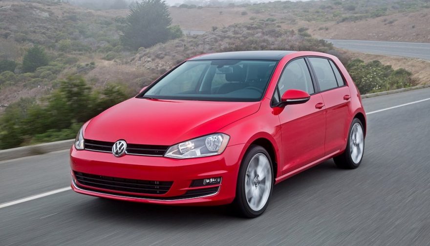 A Volkswagen Golf driving on the road