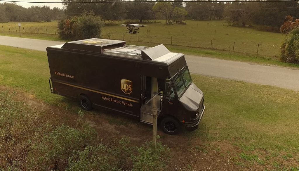 UPS drone delivery A UPS Van equipped for drone delivery