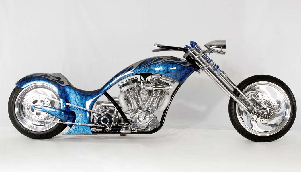 A custom motorcycle designed for tall riders