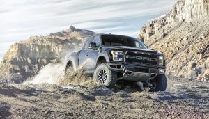 A Ford truck uses autonomous off road driving features